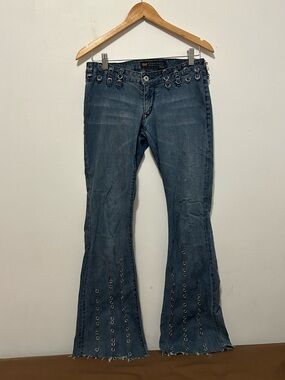 vintage low rise metal detail jeans